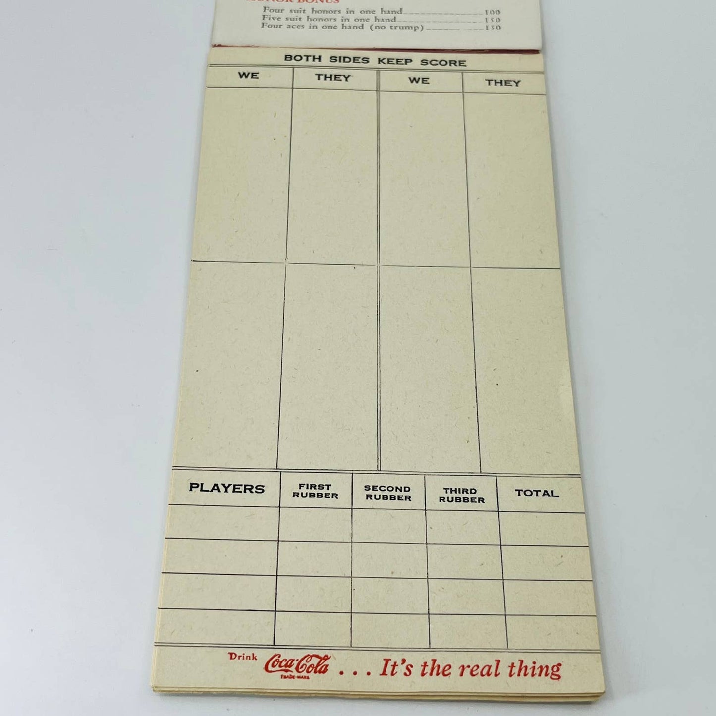 1943 WWII Coca-Cola Bridge Score Tally Card Pad AD Woman Army Nurse C3