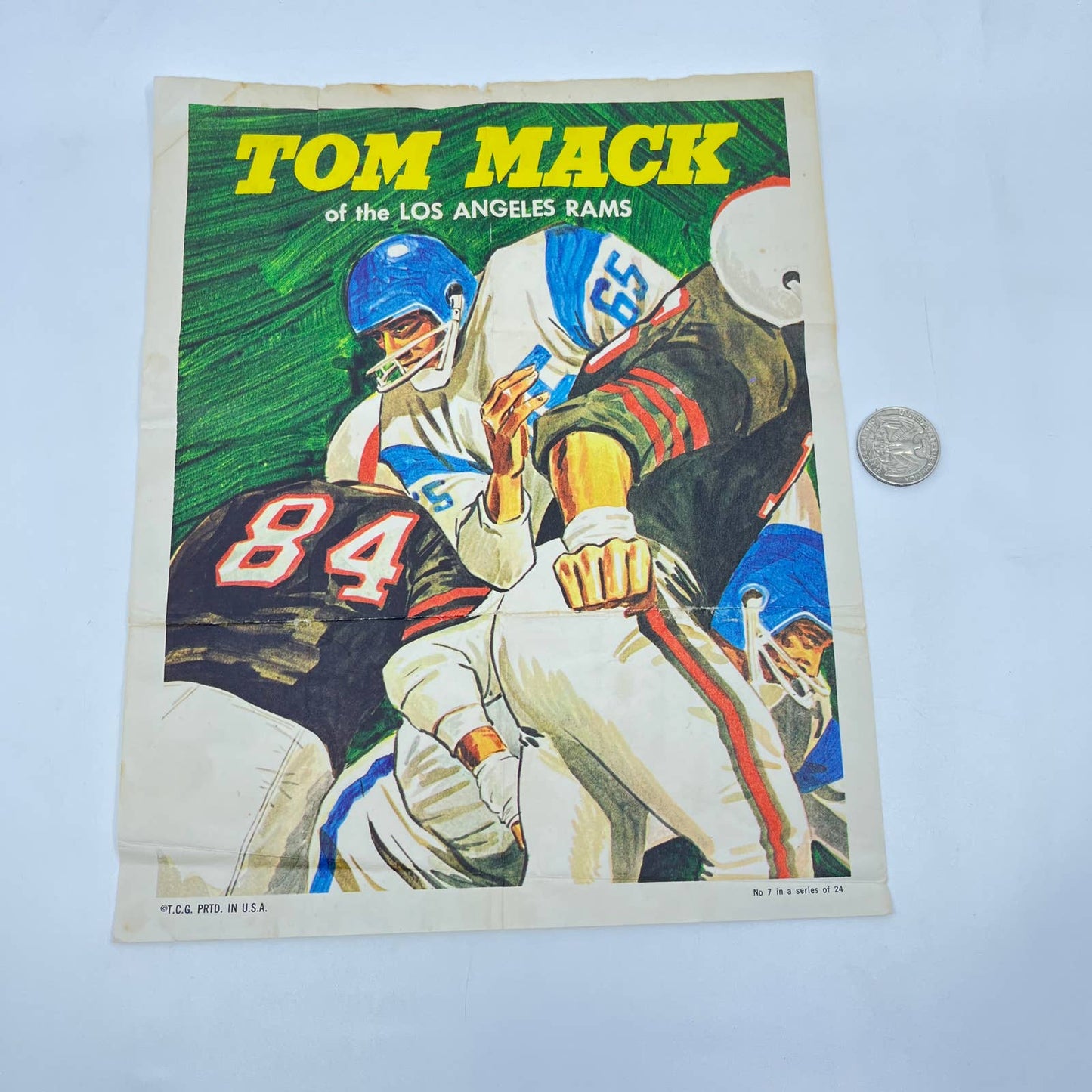 1970 Topps Football Pinup Poster 8X10- Tom Mack - Los Angeles Rams- #65 AA7