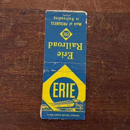 Erie Railroad - Blue and Yellow Advertising Matchbook Cover SA9-M13