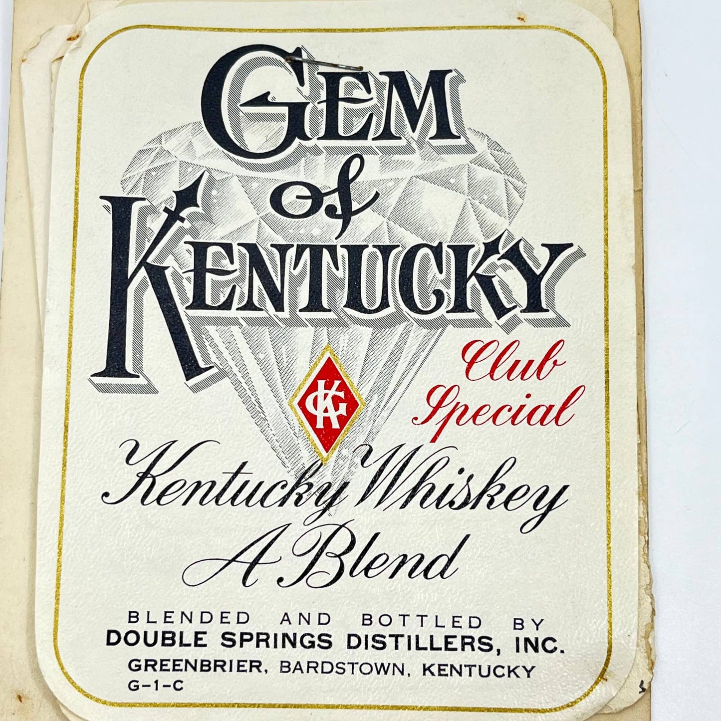 Gem of Kentucky Whiskey Label Set of 9 Double Springs Distillers Bardstown KY