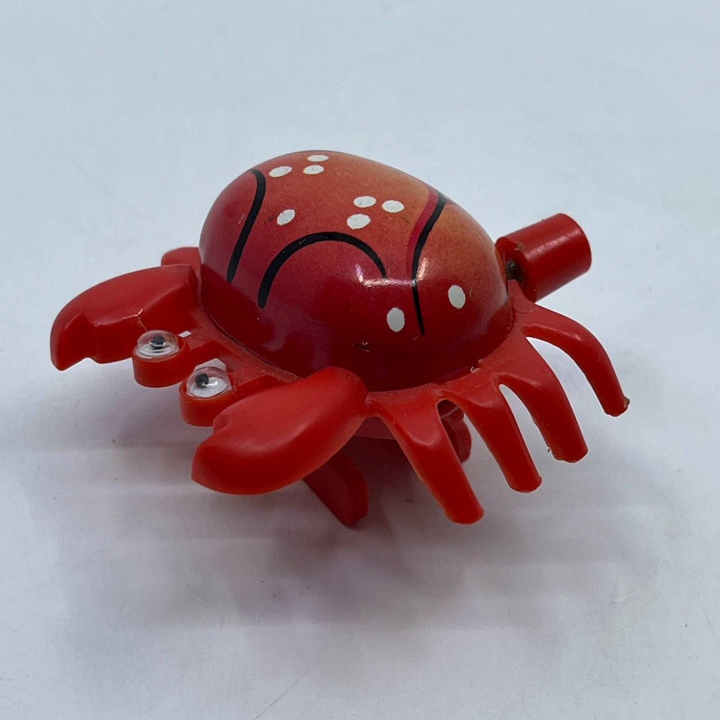 1970s Wind Up Toy Happy Crab Tin Litho & Plastic Hong Kong WORKS 2" TH7