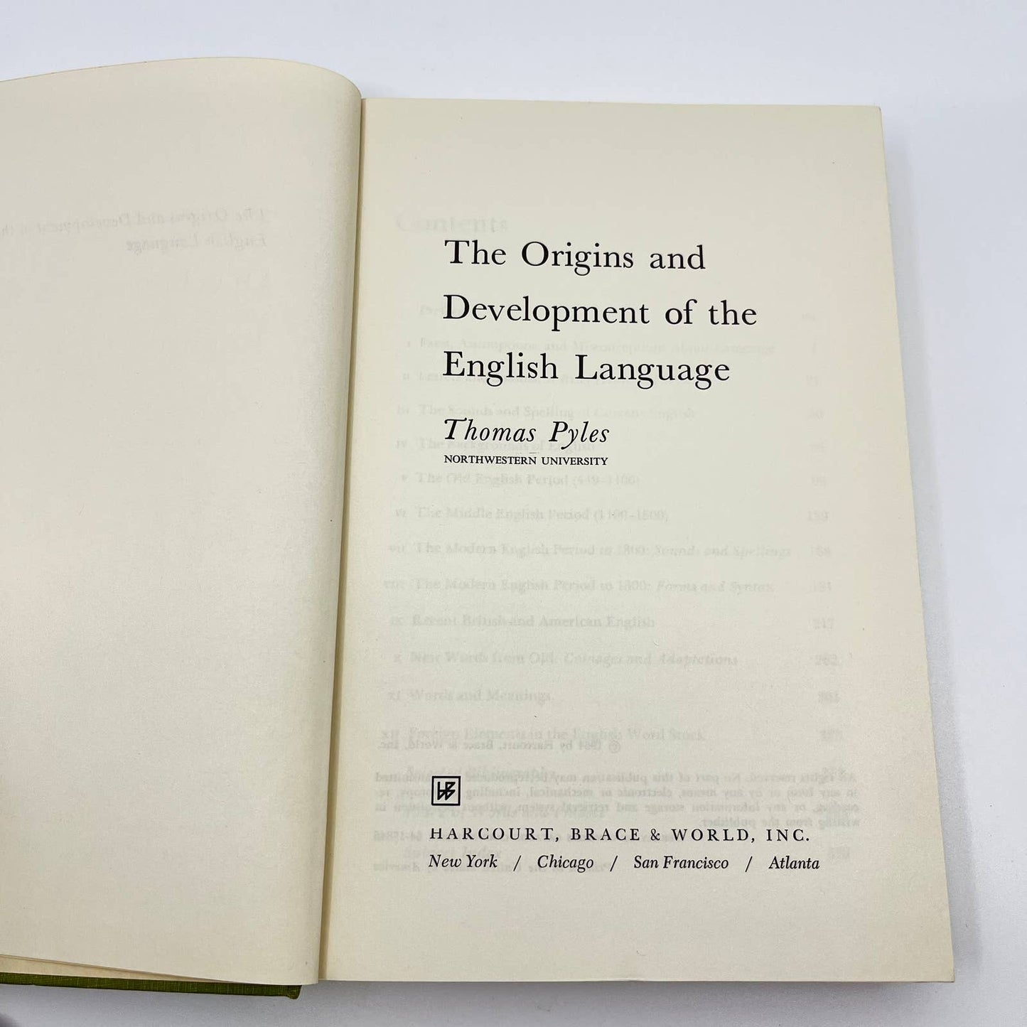 1964 The Origins and Development of the English Language Thomas Pyles 1st Ed TE9