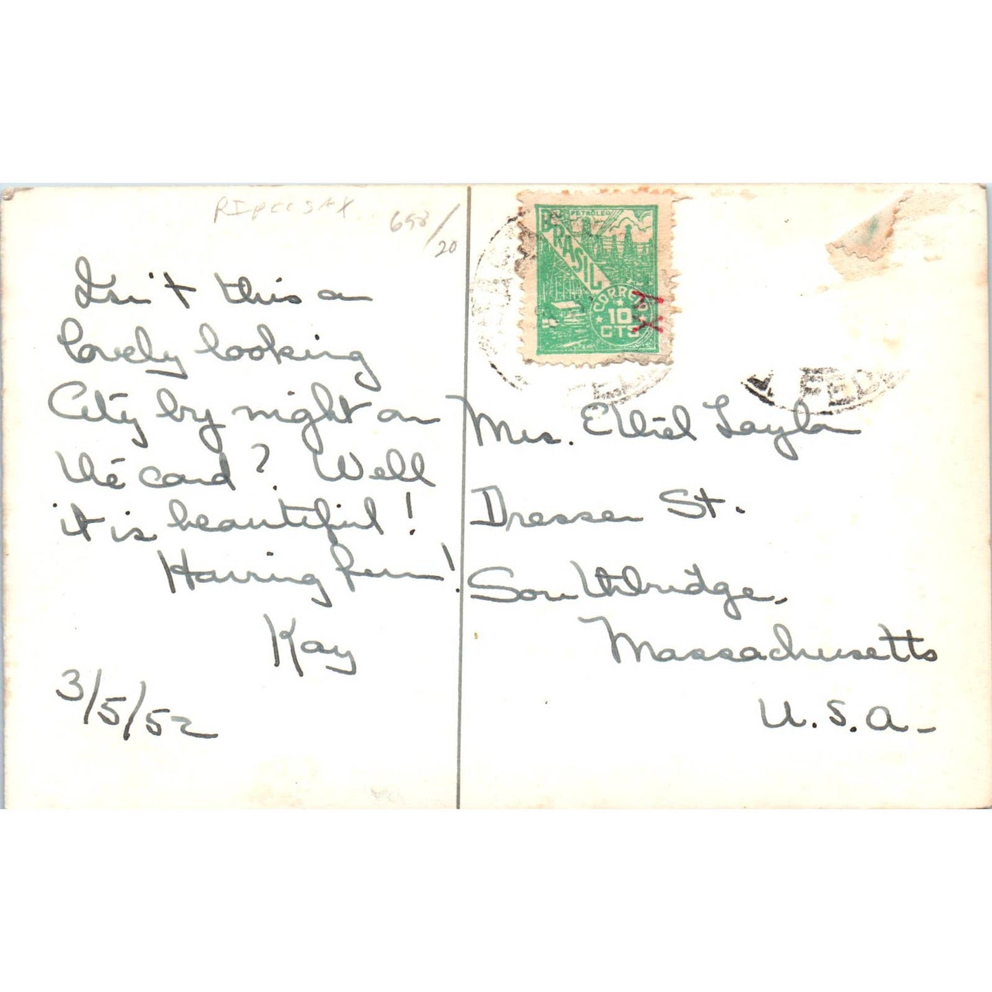 Anhangabaú a Noite São Paulo Brazil c1950 Original Postcard TJ9-P2