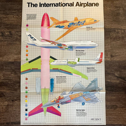 Vintage Air & Space The International Airplane Fold Out Poster 19x28" TG1