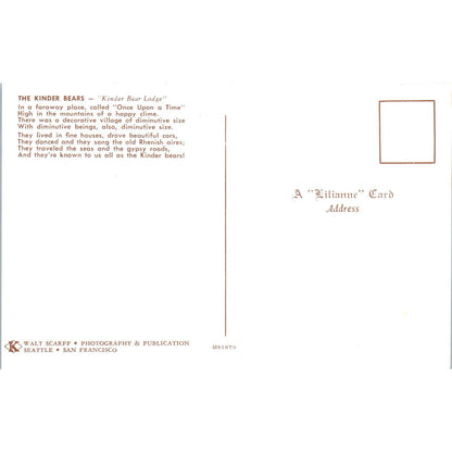 The Kinder Bears Kinder Bear Lodge A Lilianne Card Original Postcard PB1