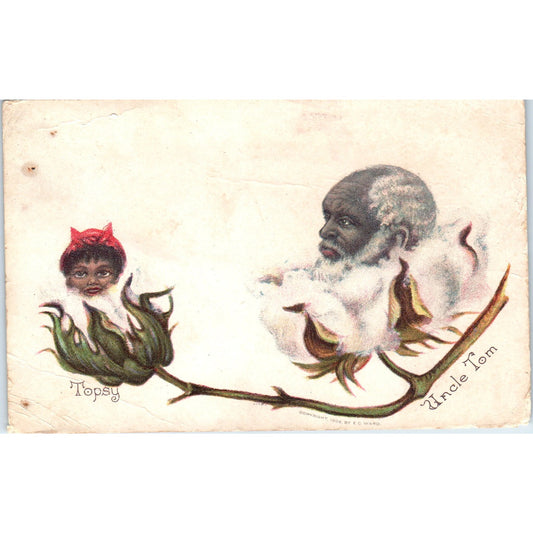 Uncle Tom's Cabin - Topsy & Uncle Tom Cotton 1906 Original Postcard TK1-25