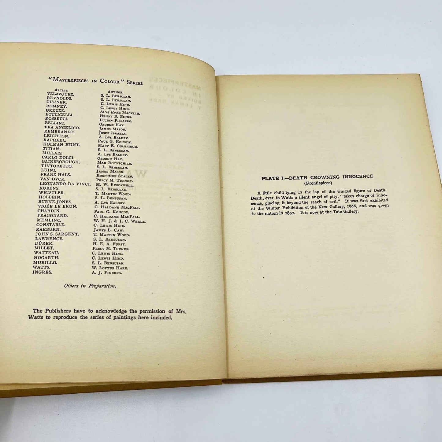 c1910 WATTS Masterpieces in Color George Hay TE9