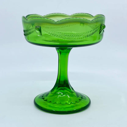 Jefferson Glass 1904 Green Opal Alpine AKA Swag With Brackets Footed Compote TE4