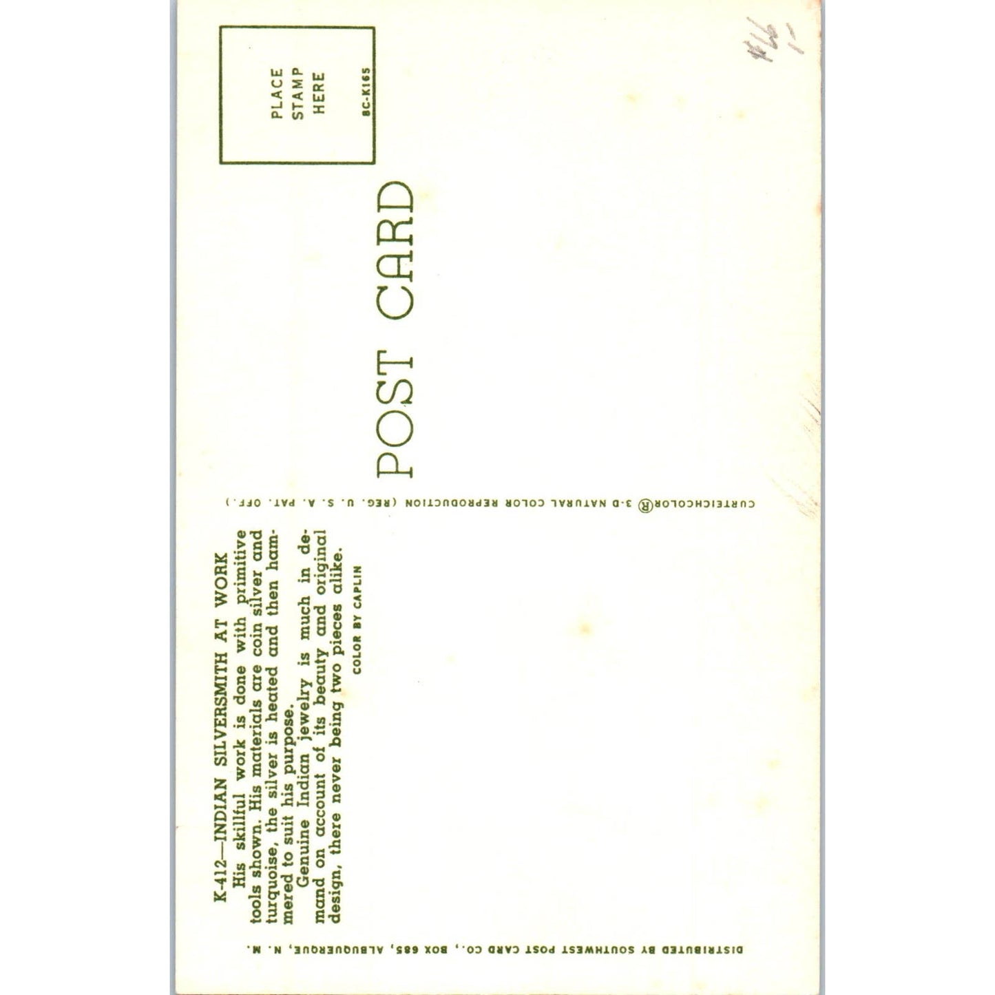 Indian Silversmith at Work Original Postcard TK1-P12