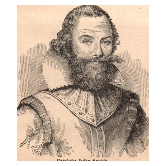 Captain John Smith 3.5x3" Original Engraving 1899 AK5-M28