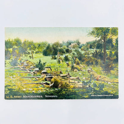 c1918 British Postcard WWI Raphael Tuck US Army Maneuvers Army Skirmishers PA9