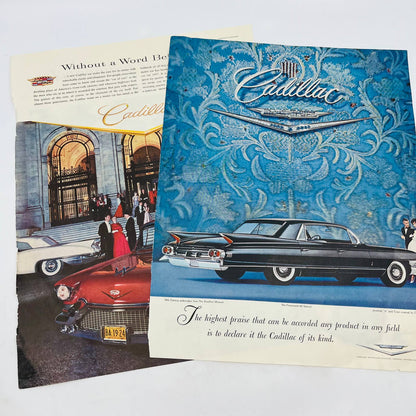 1957-60 Set of 2 Cadillac Fleetwood GM Original Print Ads TA8