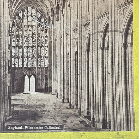Winchester Cathedral, England c1880 Antique Stereoview Card H2-3