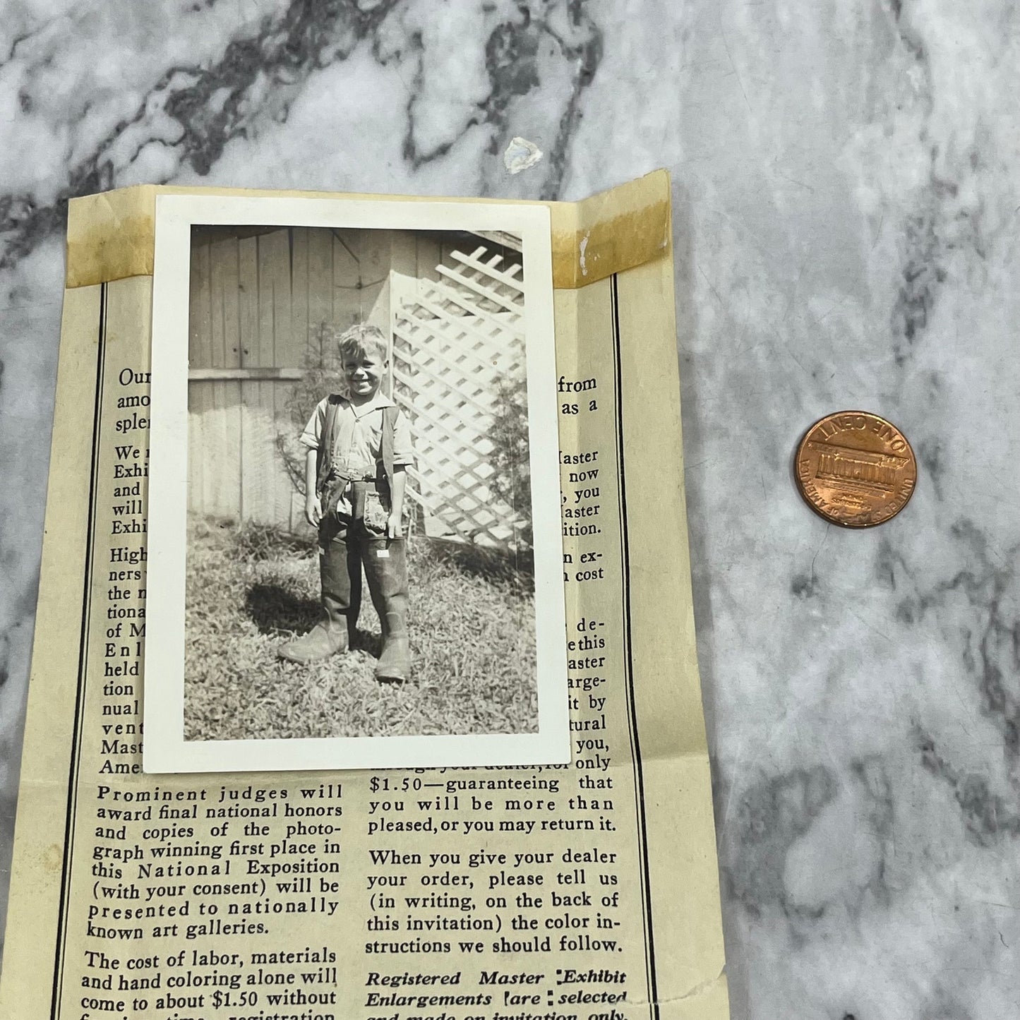 1930s Master Photo Finishers Amateur Photo Exhibition Boy w Giant Boots P4-8