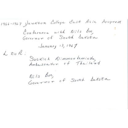 Governor Nils Boe & Sukich Nimmanleminda Conference Original Photo 5x7 TK1-P5