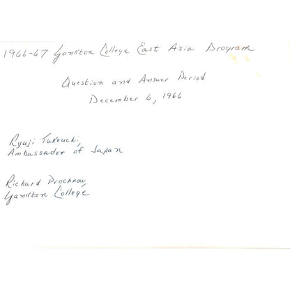 Ryuji Takeuchi Japan Ambassador Yankton College Q&A 1966 Original Photo TK1-P5