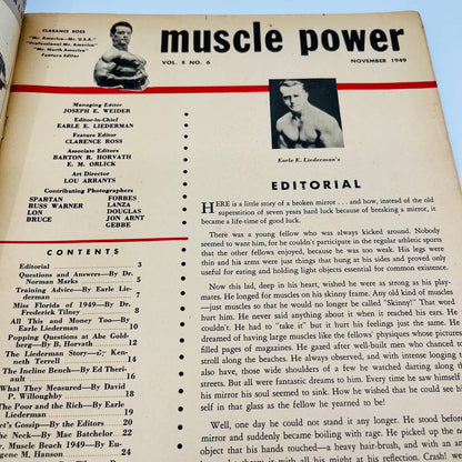 MUSCLE POWER Nov 1949 Body Building Magazine Floyd Page Mr. America BA2