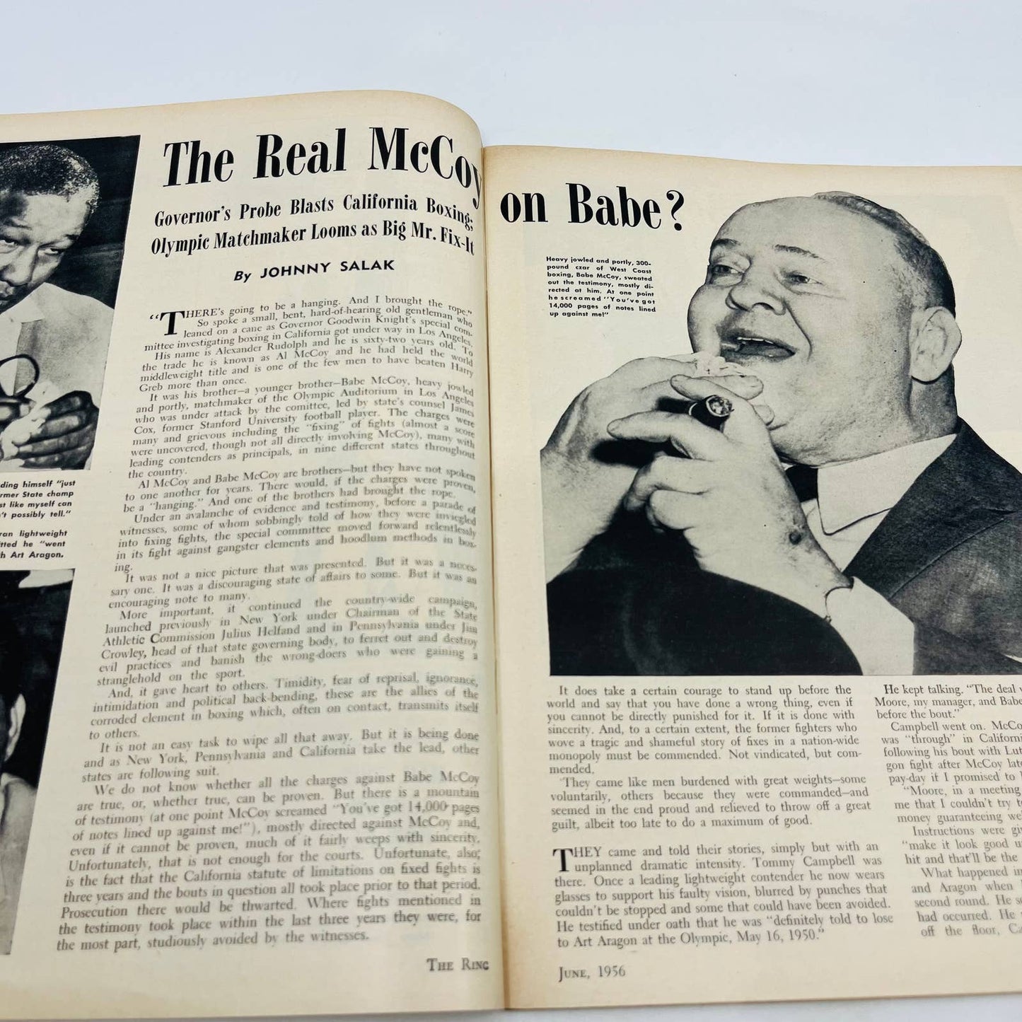 1956 June - The Ring Boxing Magazine Whipper Watson Lou Thesz Babe McCoy TA5