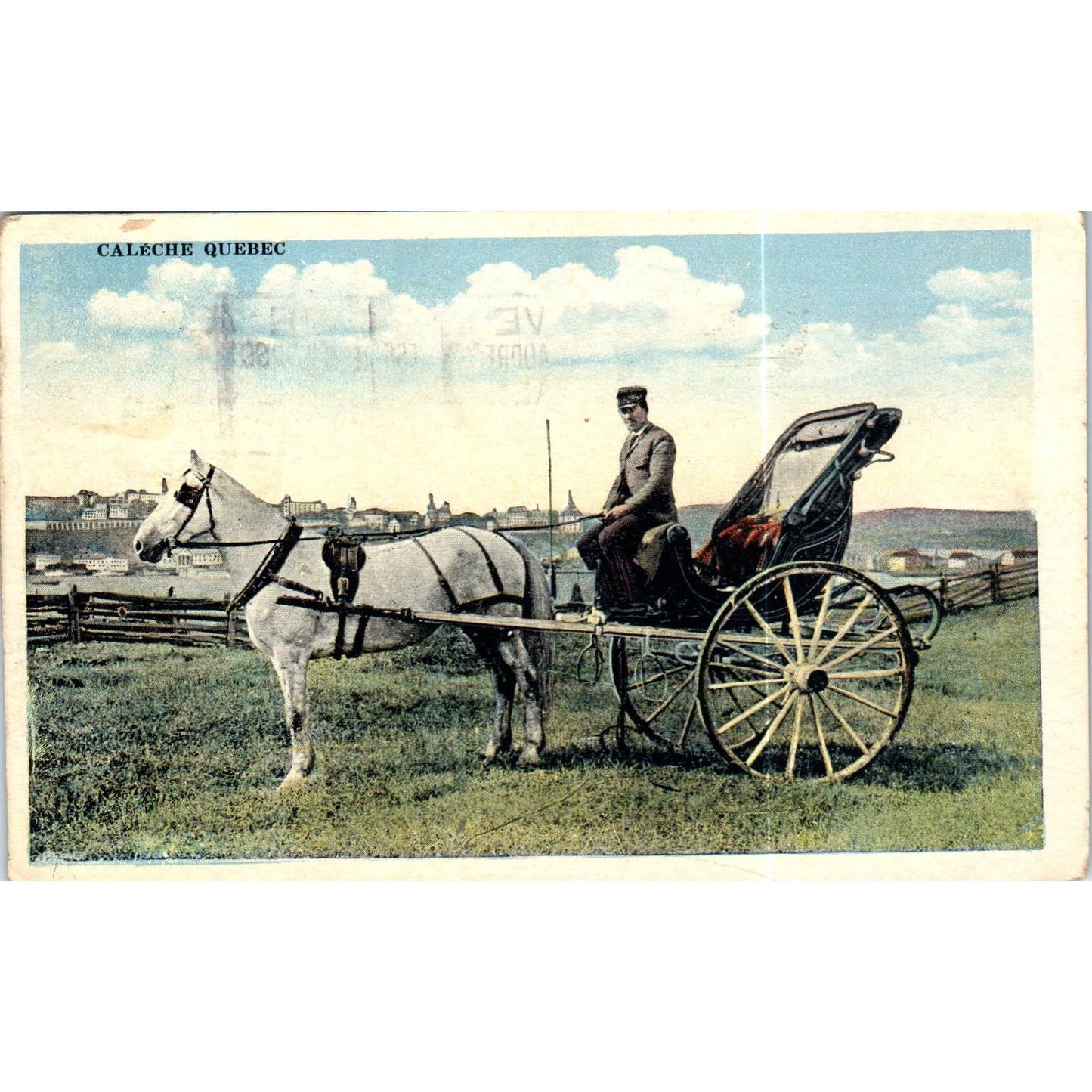 Caleche Quebec Horse and Buggy 1923 Original Postcard TK1-P19
