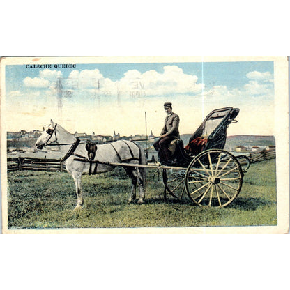 Caleche Quebec Horse and Buggy 1923 Original Postcard P2-4