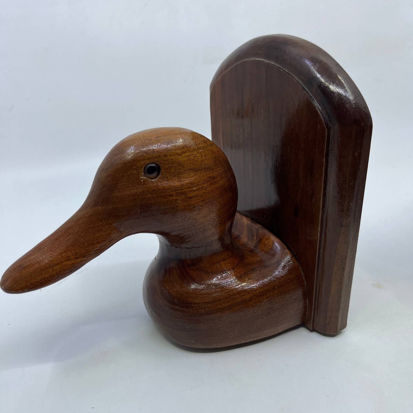 Handmade Solid Mahogany Carved Duck Bookend Set Signed Frank R. Thompson ‘95 TI2