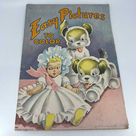 1946 Jumbo Coloring Book Easy Pictures To Color Saalfield Akron Ohio TB4