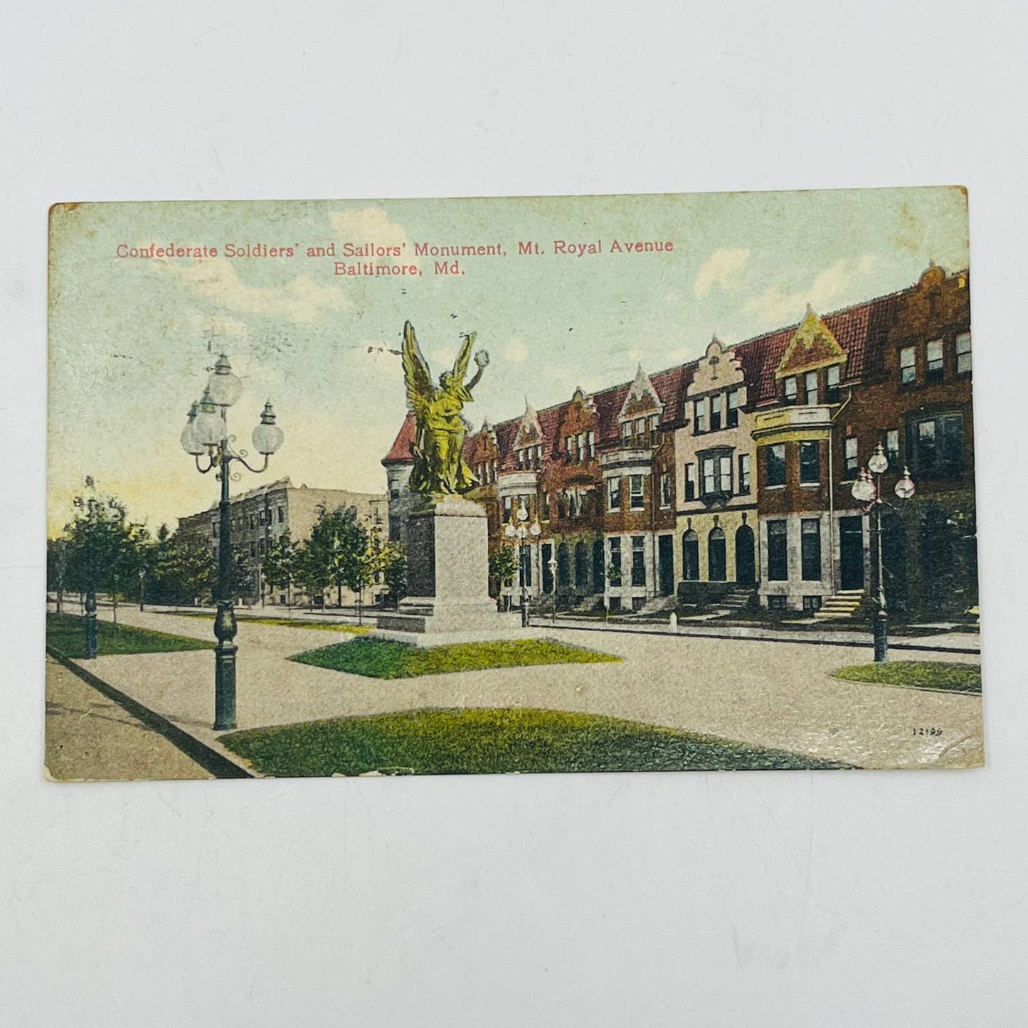 1909 CONFEDERATE SOLDIERS & SAILORS MONUMENT MT ROYAL BALTIMORE MD PA8