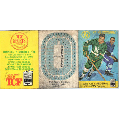 1971-72 Minnesota North Stars Hockey Pocket Schedule Twin City Federal TK1-P3