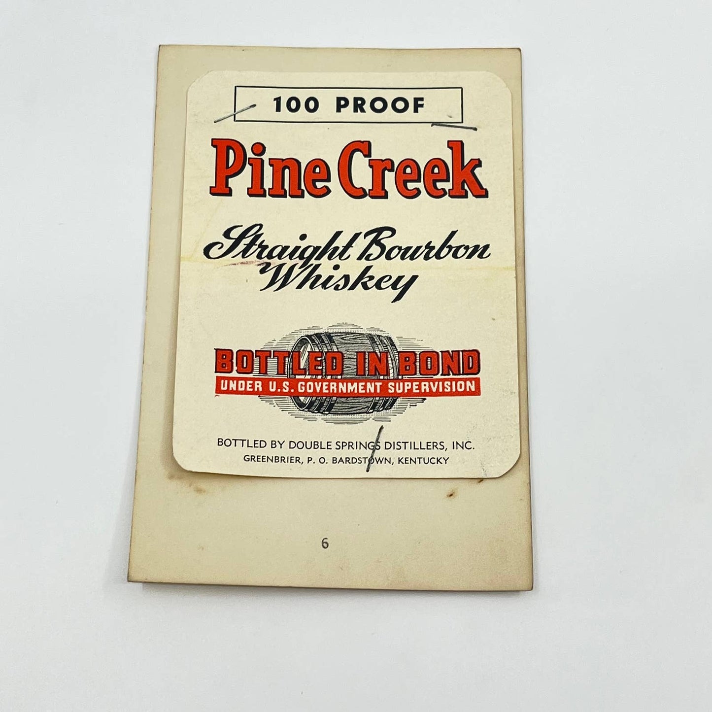 Pine Creek Kentucky Whiskey Label Double Springs Distillers Greenbrier KY