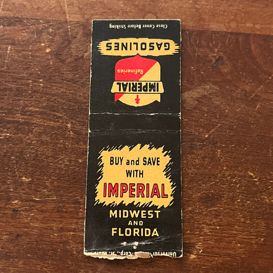 Imperial Gasolines Midwest and Florida Advertising Matchbook Cover MM9-3