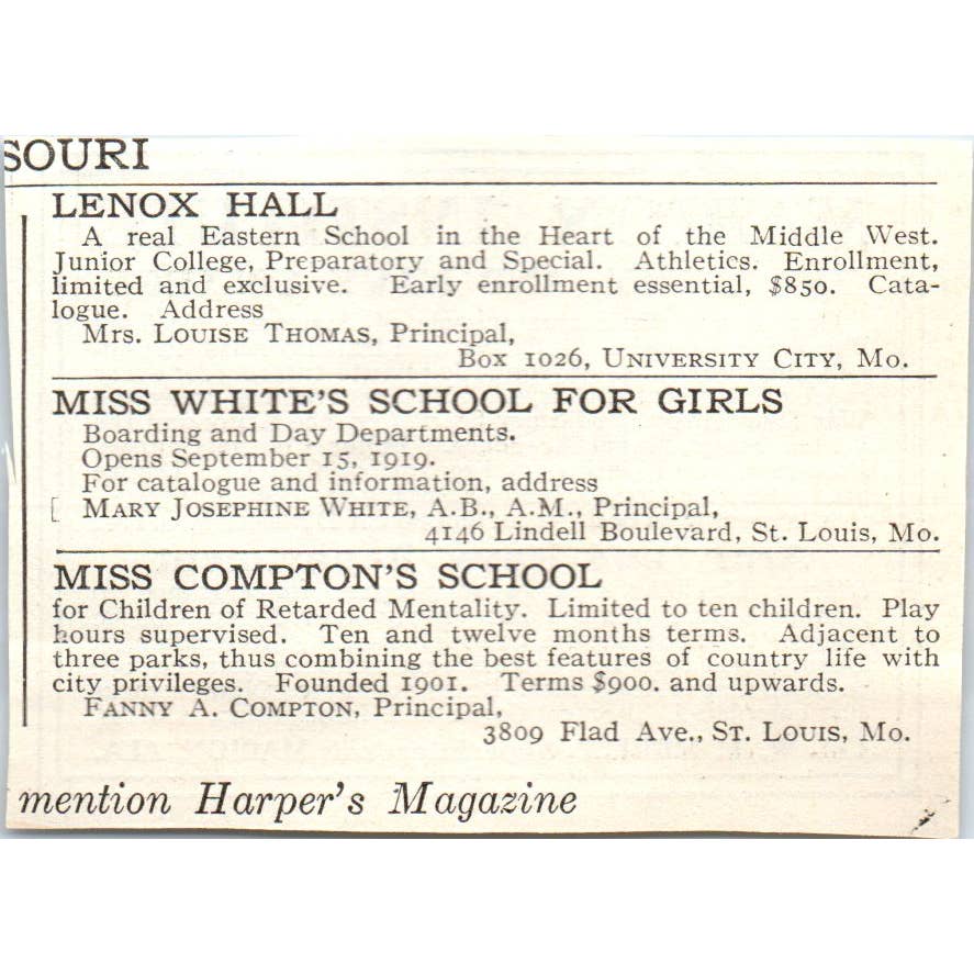 c1920 Harper's Ad -Marion Institute Army and Navy College Col W.L. Murfee AL EA3