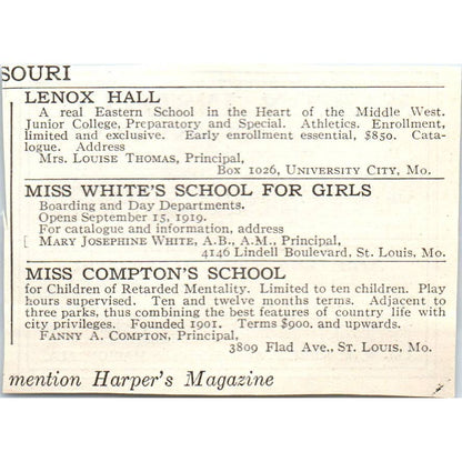 c1920 Harper's Ad -Marion Institute Army and Navy College Col W.L. Murfee AL EA3