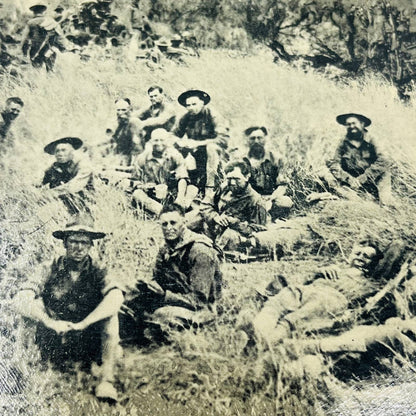 c1918 Postcard WWI RPPC Army Soldiers Resting in a Field PA9