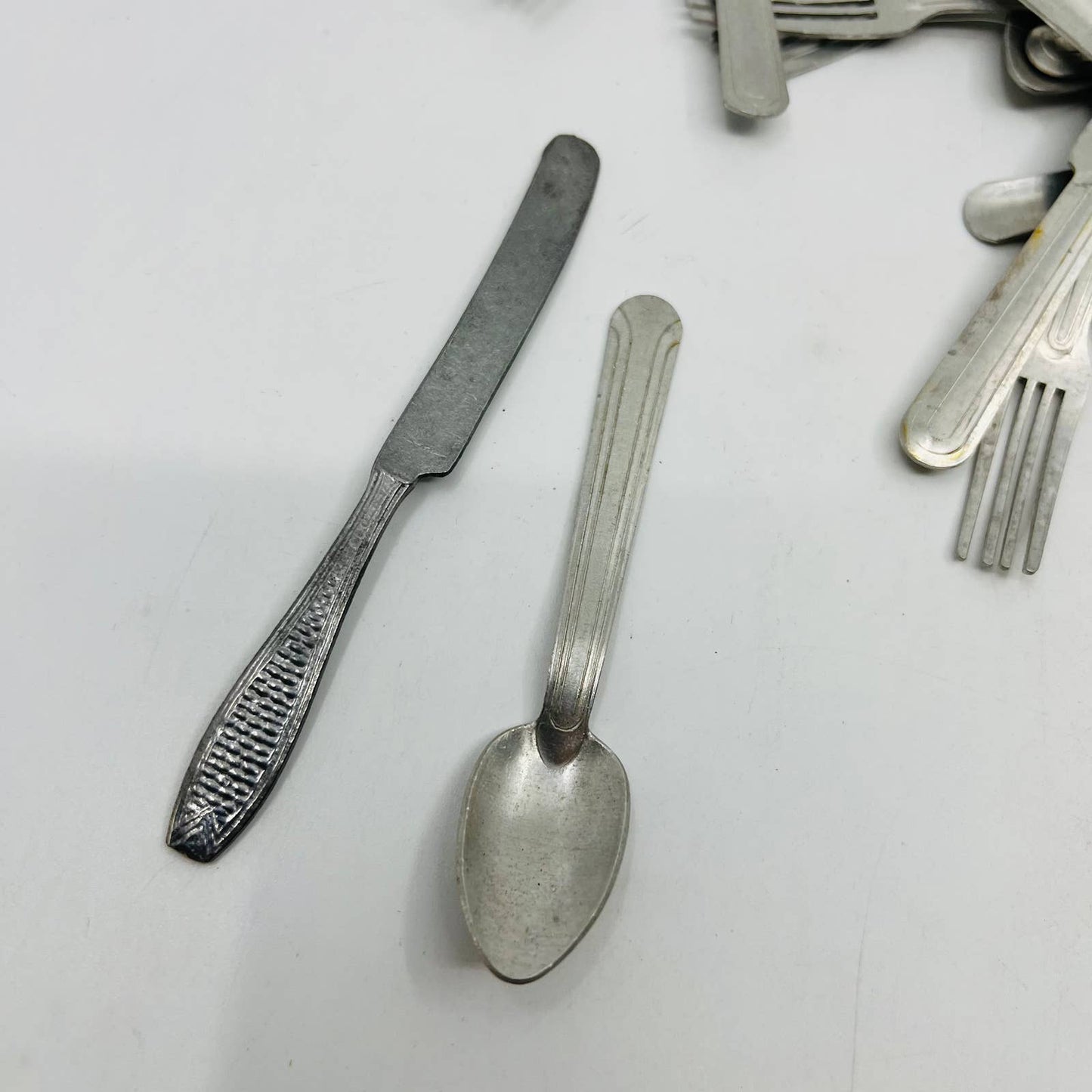 Huge Lot Assorted Toy Kitchen Metal Silverware Forks Spoons Knives TB6