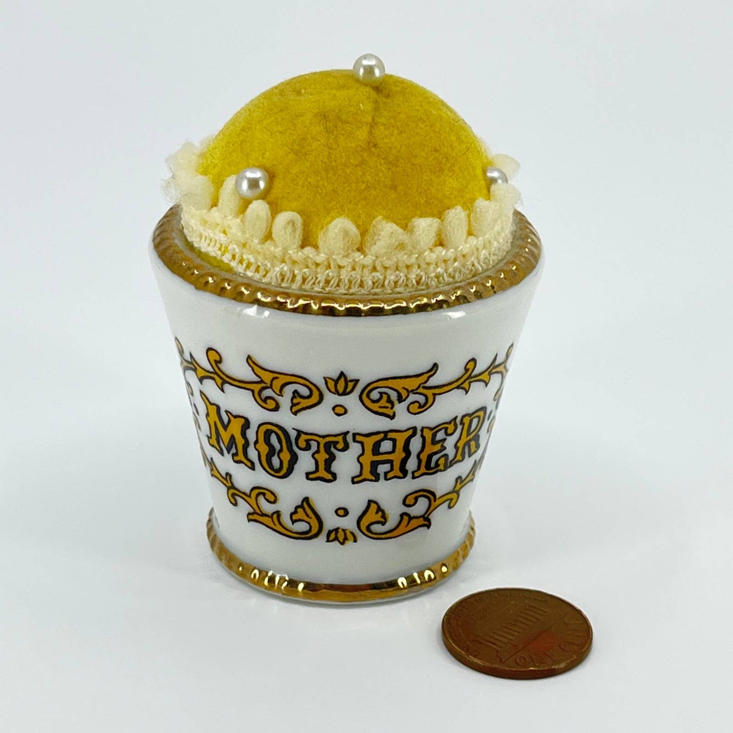 Vintage Enesco Porcelain Mother Pin Cushion SC9