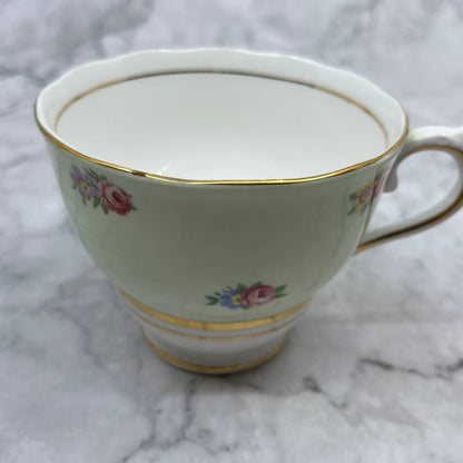 COLCLOUGH Bone China Cup and Saucer England  Yellow Gold Trim, Pattern Roses TD1