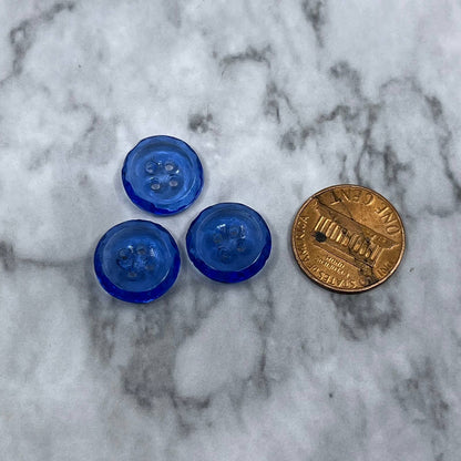 VTG Lot of 3 Cobalt Blue Glass Buttons SE8