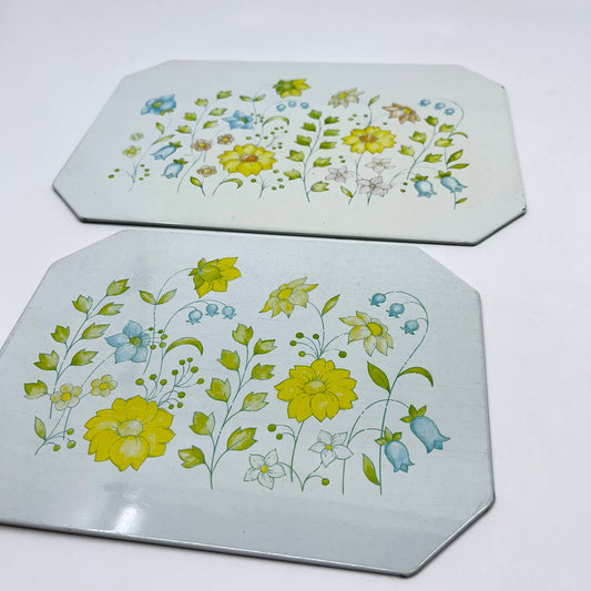 1978 Set of 2 Ballonoff Insulated Hot Dish Plate Mat Trivet Spring Flowers TF3