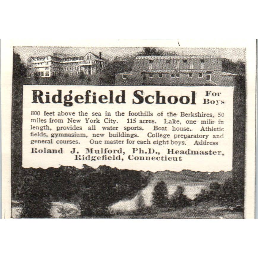 c1920 Harper's Magazine Ad - Ridgefield School for Boys Roland J. Mulford CT EA3-1