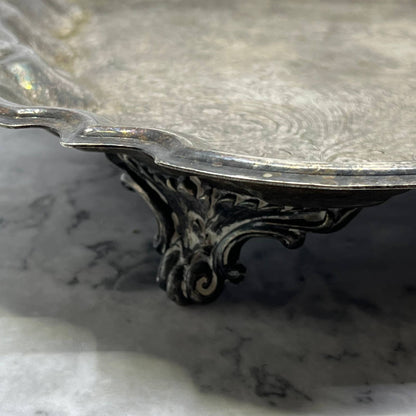 Antique F.B. Rogers Silver Co. Chippendale Footed Etched Serving Tray 13x19 TJ4