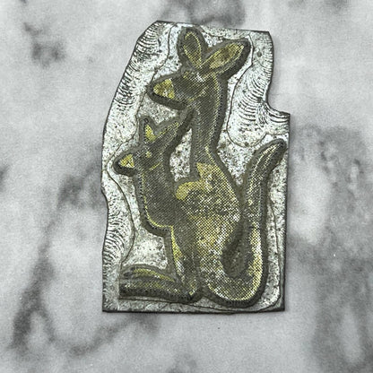 Vintage Printing Letterpress Printers Block Plate Kangaroo & Joey SE832