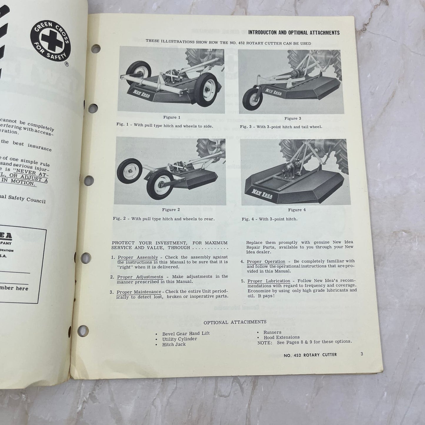 Vintage New Idea Operator's Manual No. 452 Rotary Cutter TJ9