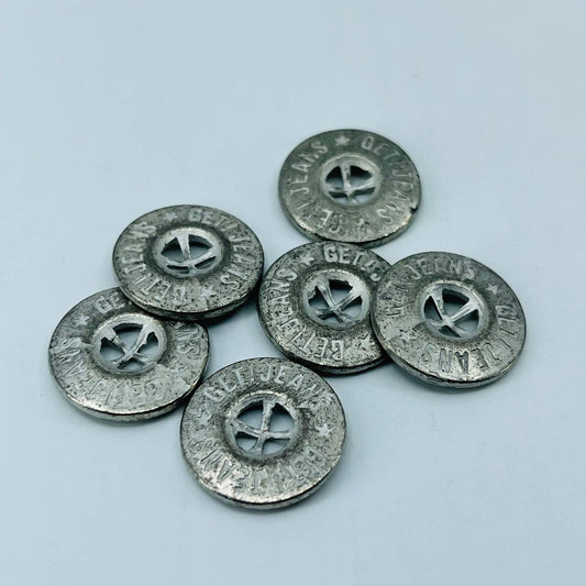 Vintage Lot of 6 Buttons Metal Get! Jeans SB7