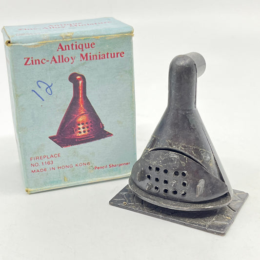 1970s MCM Fireplace Die Cast Pencil Sharpener w Box Dollhouse Miniature SC8