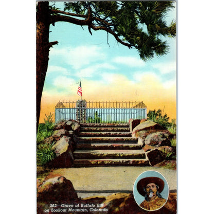 Grave of Buffalo Bill on Lookout Mountain Original Postcard P1-11