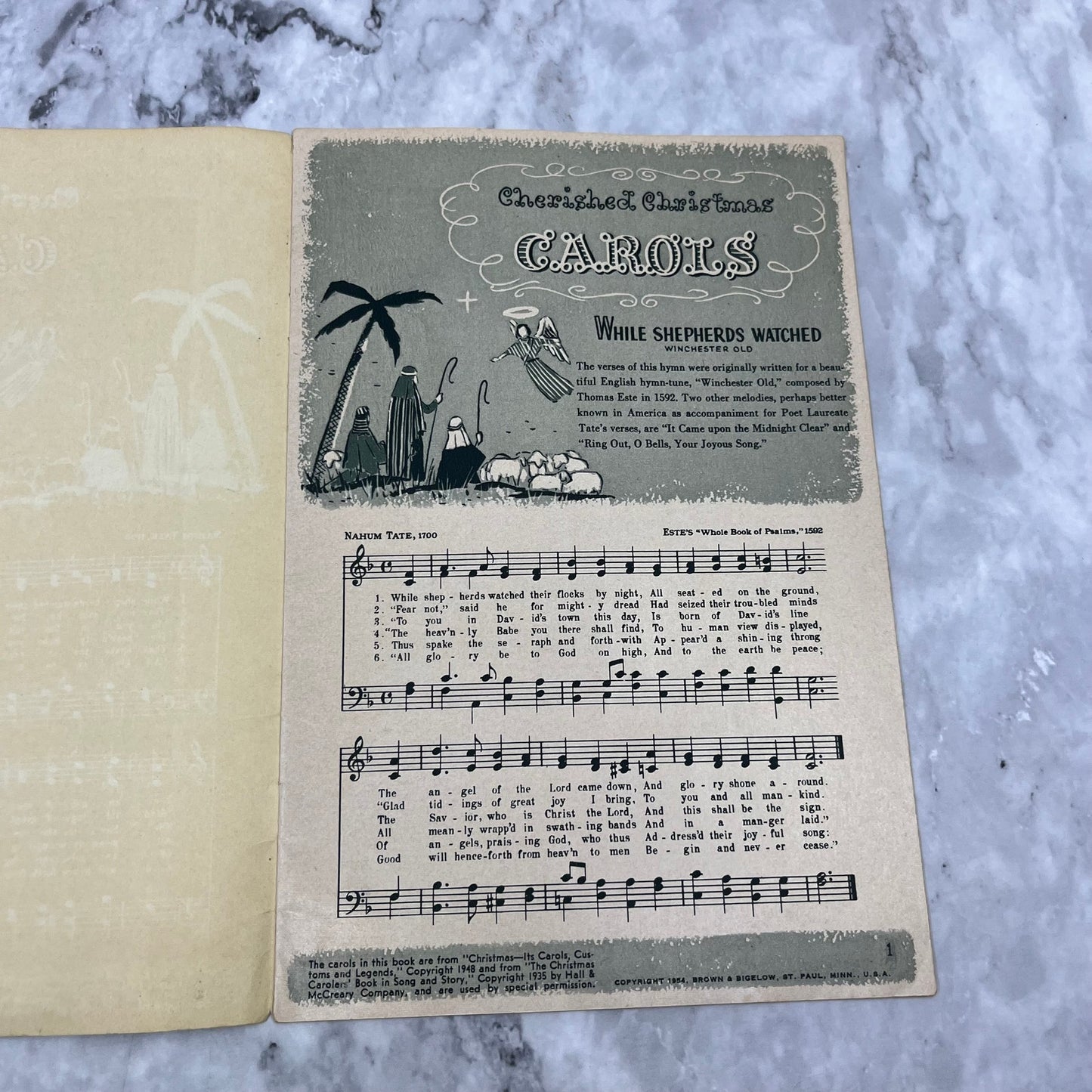 Vintage 1954 Cherished Christmas Carols Booklet Veneers Inc. St. Louis MO V42-2