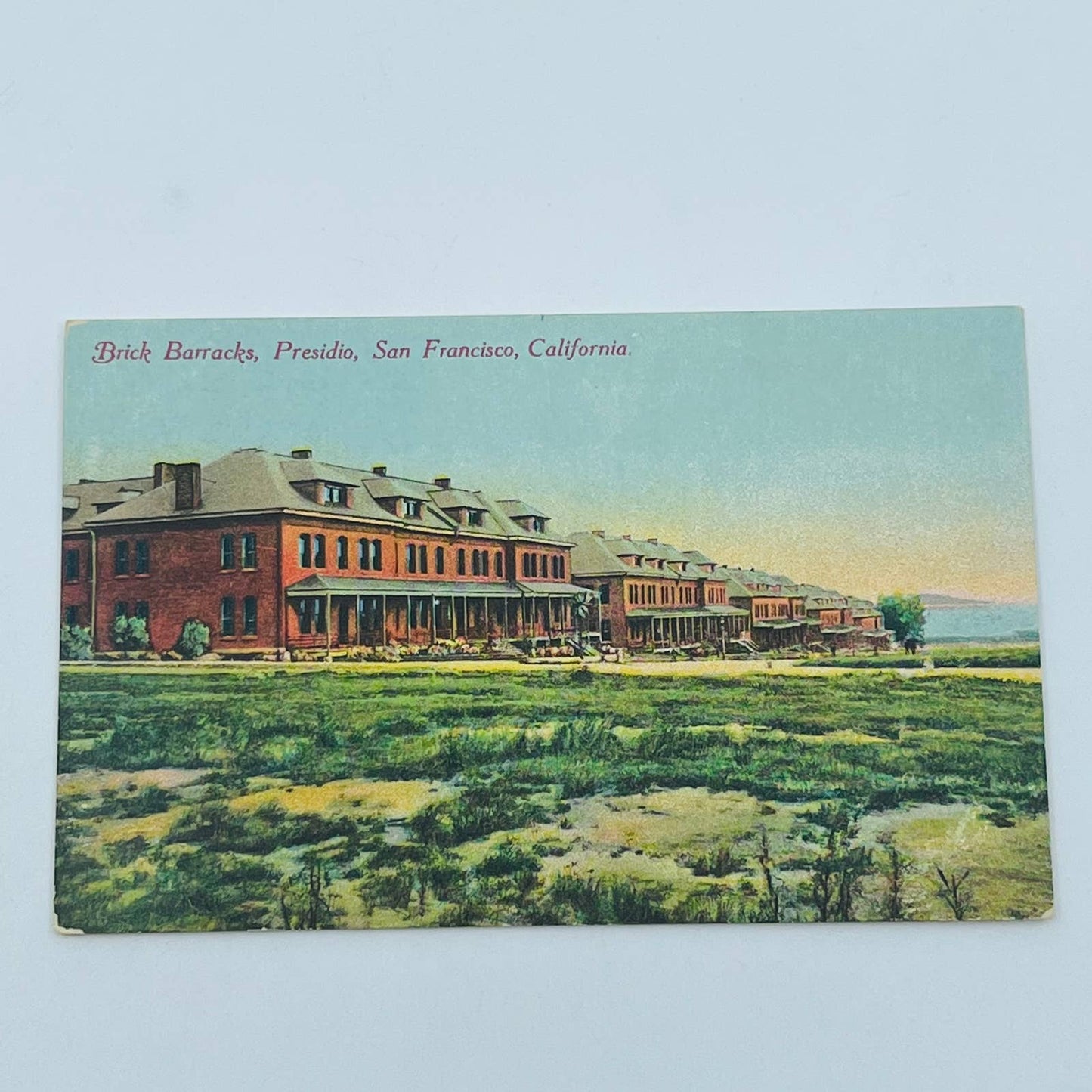 c1918 Postcard WWI Brick Barracks Presidio San Francisco California PA9