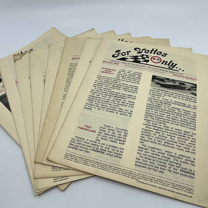 1970s For Vettes Only Corvette Enthusiast Newsletter Lot of 8 TG1