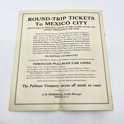 1920s National Railways of Mexico Travel Hints Booklet AA9