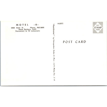Vintage Postcard Motel 6 State Street Santa Barbara CA SF2